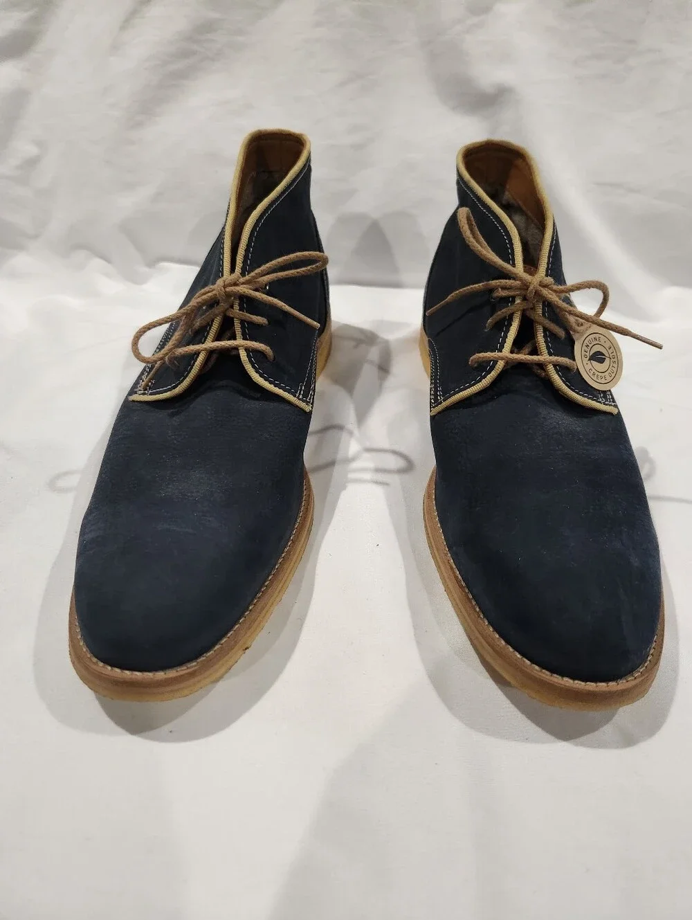 Johnston & Murphy Navy Suede Leather Sheepskin Chukka Boots Size 12 NWOT